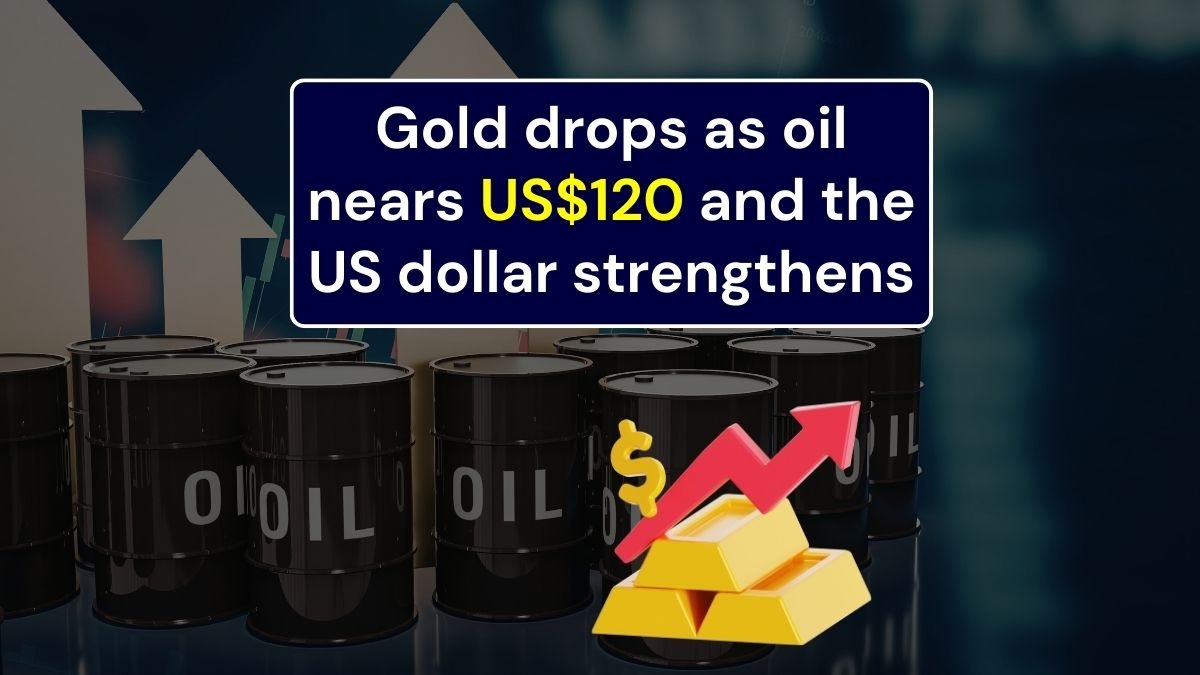 Gold drops as oil nears US$120 and the US dollar strengthens